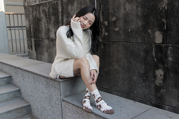 熊熊花語羊絨襪