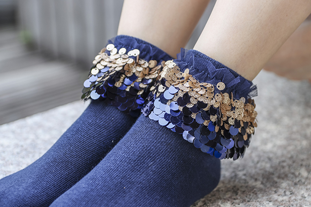 閃閃星光花邊襪(保暖)