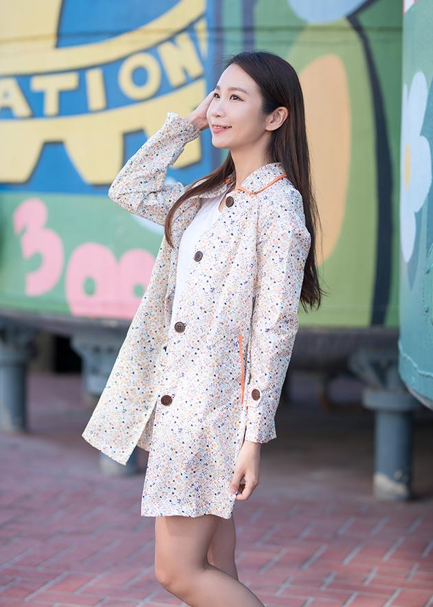 時尚碎花防水風衣(擋雨.遮曬.擋風)