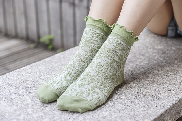 典雅之文花邊襪