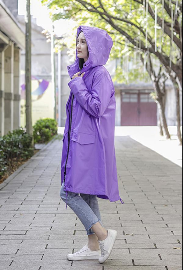 紫色薰衣防水風衣(擋雨.遮曬.擋風)