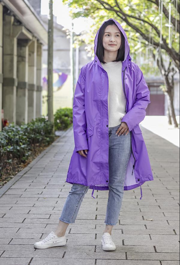 紫色薰衣防水風衣(擋雨.遮曬.擋風)